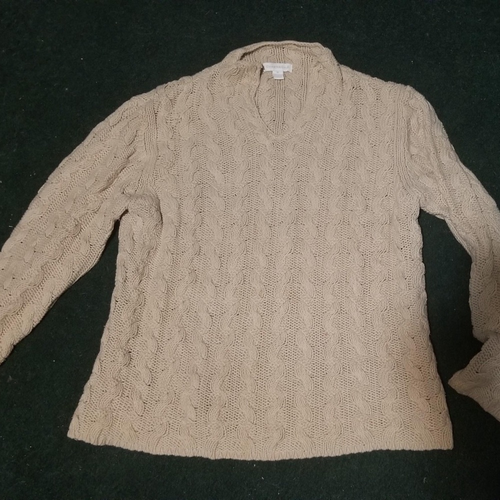 Charter Club Cable Knit V-Neck Sweater - Cream